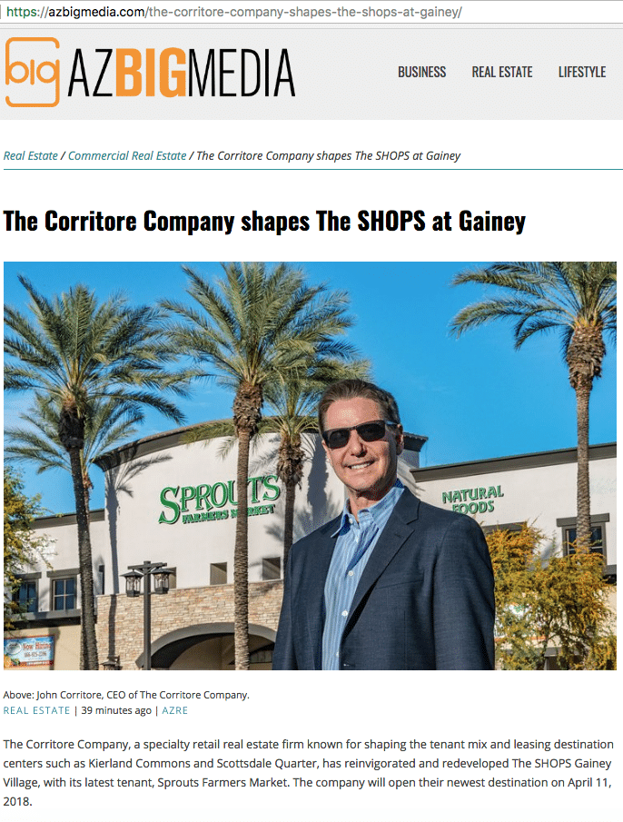 AZ Big Media Features The Corritore Company for the Sprouts Opening at The SHOPS Gainey Village